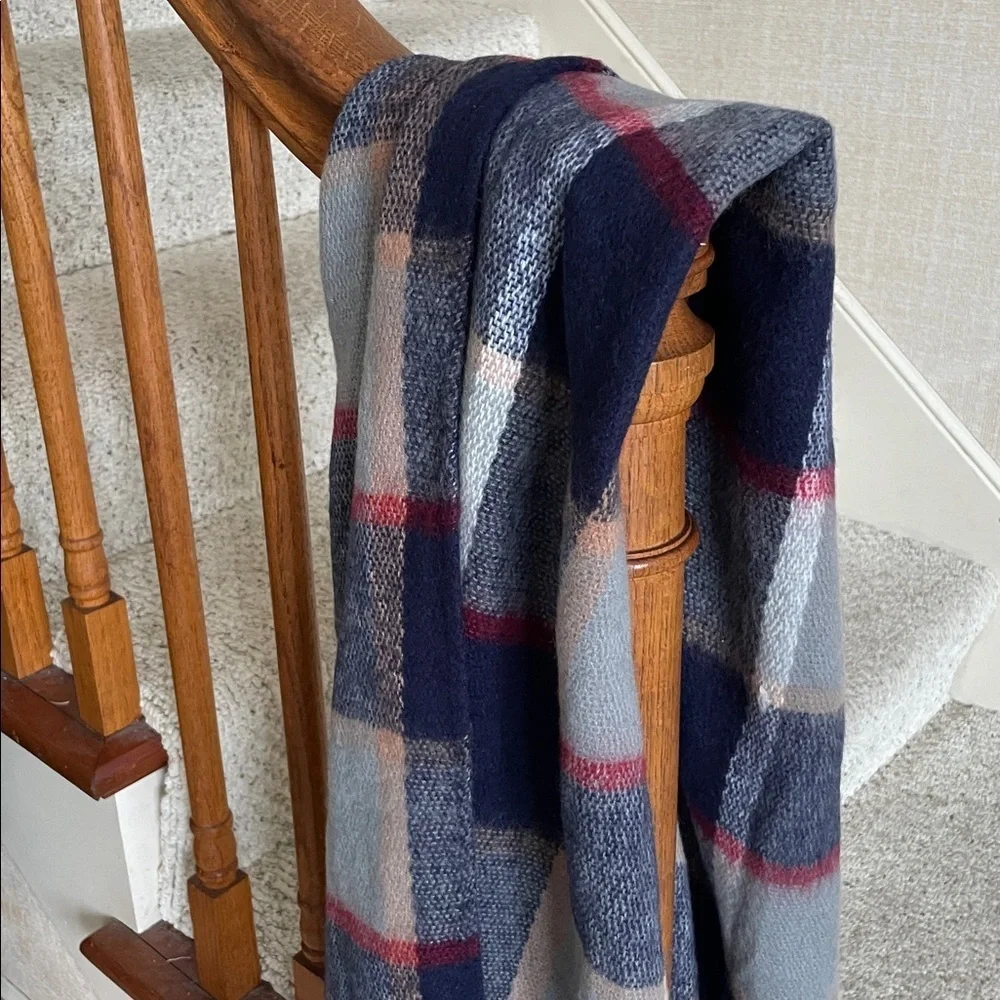 Cozy Long Warm Plaid Scarf with Fringe